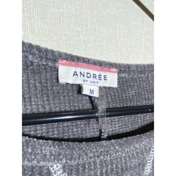 Andre By Unit Super Soft Gray Long Sleeved Chenille Crew Neck Sweater M - Picture 3 of 4